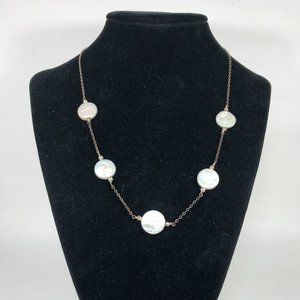 5 Genuine Coin Pearls on Sterling Chain w Extender